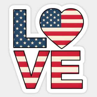 USA Flag Love Sticker